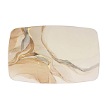 Обеденный стол с прямоугольной бежевой столешницей из стекла на 4-х деревянных ножках Beige Marble варинант исполнения - 2 | Loft Concept в Орле