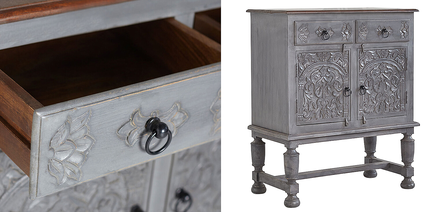 Комод Indian Antique White Furniture Chest of Drawers Amit серый Комод Indian Antique White Furniture Chest of Drawers Amit серый - Loft-Concept в Орле