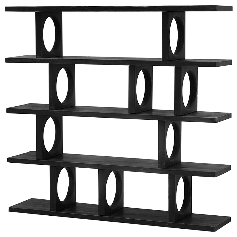 Стеллаж деревянный Noyer Wooden Black Rack Черный Стеллаж деревянный Noyer Wooden Black Rack Черный в Орле | Loft Concept