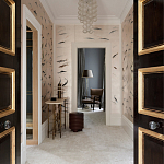 Обои ручная роспись Fishes Blue Pearl on Tarnished Silver gilded silk with pearlescent antiquing варинант исполнения - 2 | Loft Concept в Орле