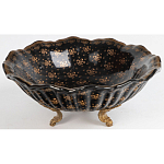 Блюдо черного цвета из фрафора на бронзовых ножках Eden Garden porcelain and bronze варинант исполнения - 1 | Loft Concept в Орле