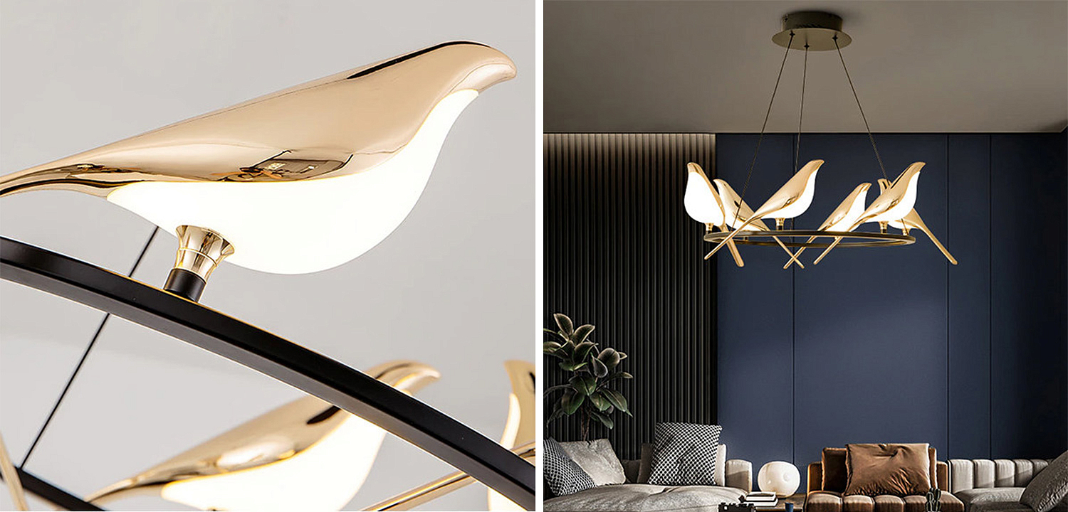 Люстра с золотыми птичками круглая NOMI Chandelier Six birds Round Люстра с золотыми птичками круглая NOMI Chandelier Six birds Round - Loft-Concept в Орле