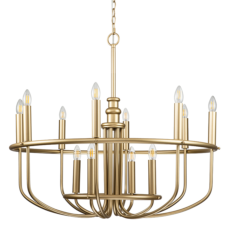  Люстра круглая двухъярусная цвета латунь с 12-ю лампами Kichler Латунь в Орле | Loft Concept 