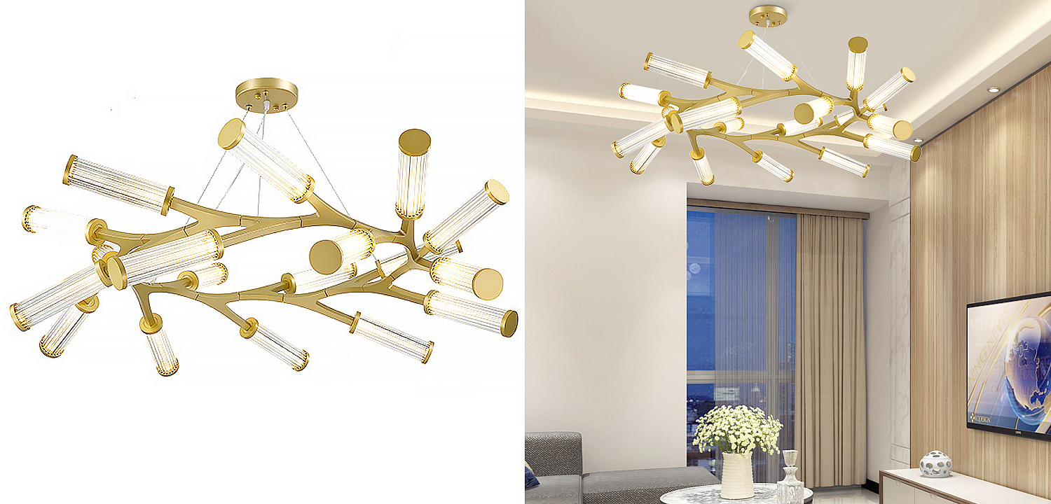 Люстра Cylinder Branches Chandelier Ring Gold Люстра Cylinder Branches Chandelier Ring Gold - Loft-Concept в Орле