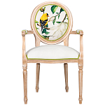 Стул с подлокотниками золотистый из бука с изображением птиц и цветов Blooming Birds 2 варинант исполнения - 1 | Loft Concept в Орле