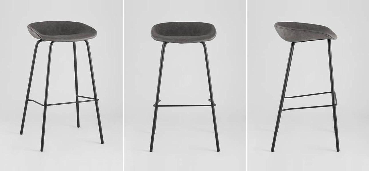 Стул Барный без Спинки Винтажная Серая Экокожа Vendramin Bar Chair Стул Барный без Спинки Винтажная Серая Экокожа Vendramin Bar Chair - Loft-Concept в Орле
