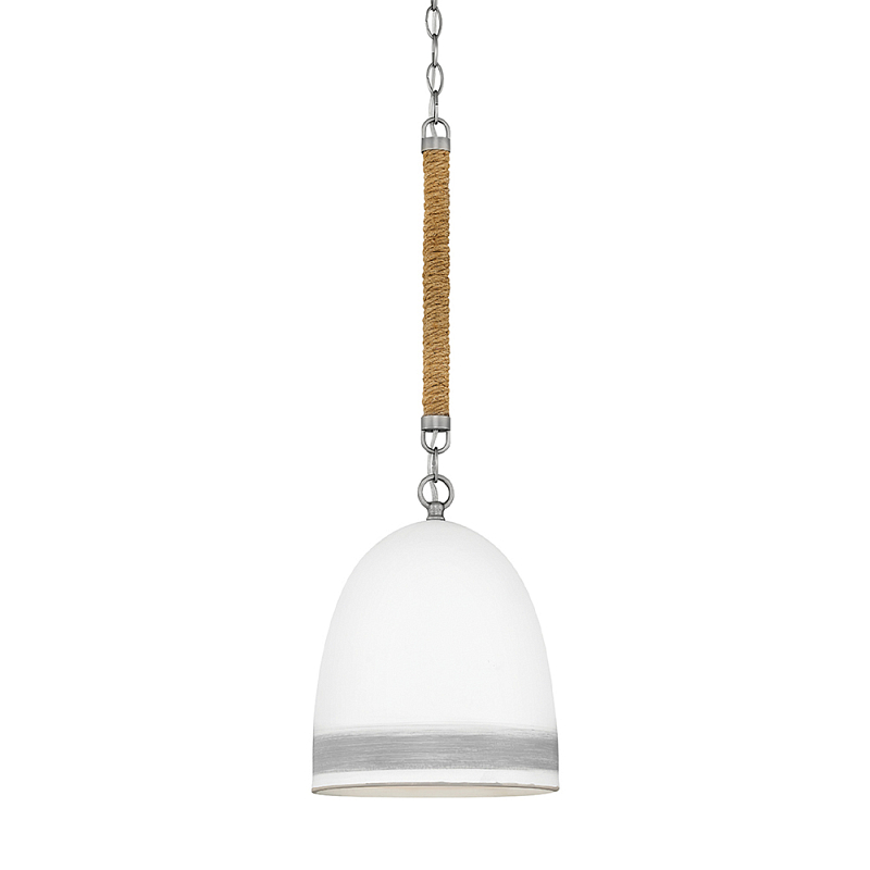 Подвесной светильник белый колоколообразный с декоративной обмоткой из веревки Hinkley Никель Белый Бежевый в Орле | Loft Concept 