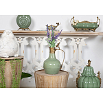 Кувшин зеленого цвета из фарфора с бронзовой крышкой и изогнутой ручкой Eden Garden porcelain and bronze варинант исполнения - 4 | Loft Concept в Орле