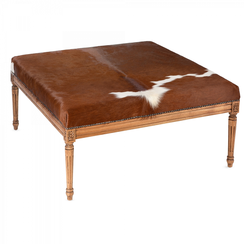 Пуф коричневая натуральная шкура Louie Cowhide Ottoman Коричневый Золотой дуб Пуф коричневая натуральная шкура Louie Cowhide Ottoman Коричневый Золотой дуб в Орле | Loft Concept