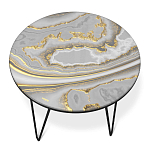 Стол журнальный c круглой столешницей из стекла серого цвета Gray and Gold Marble варинант исполнения - 2 | Loft Concept в Орле