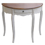 Деревянная консоль полукруглая с ящиком в стиле прованс Interiors Romance варинант исполнения - 1 | Loft Concept в Орле