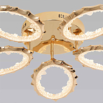 Потолочная люстра с 5-ю светодиодными лампами с золотистым каркасом Ring of Fire варинант исполнения - 2 | Loft Concept в Орле