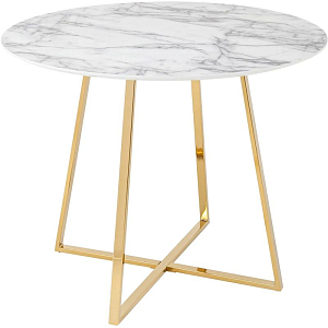 Стол обеденный Connelly столешница белый мрамор ножка золото