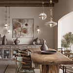 Бра со стеклянным плафоном конусообразной формы и декоративной вставкой из джута Tectona  варинант исполнения - 4 | Loft Concept в Орле