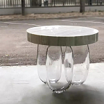 Дизайнерский журнальный стол на 3-х овальных прозрачных ножках Tukutic варинант исполнения - 2 | Loft Concept в Орле