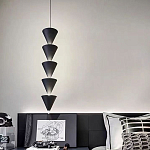 Подвесной светильник светодиодный в виде ряда черных металлических конусов  Herringbone варинант исполнения - 5 | Loft Concept в Орле