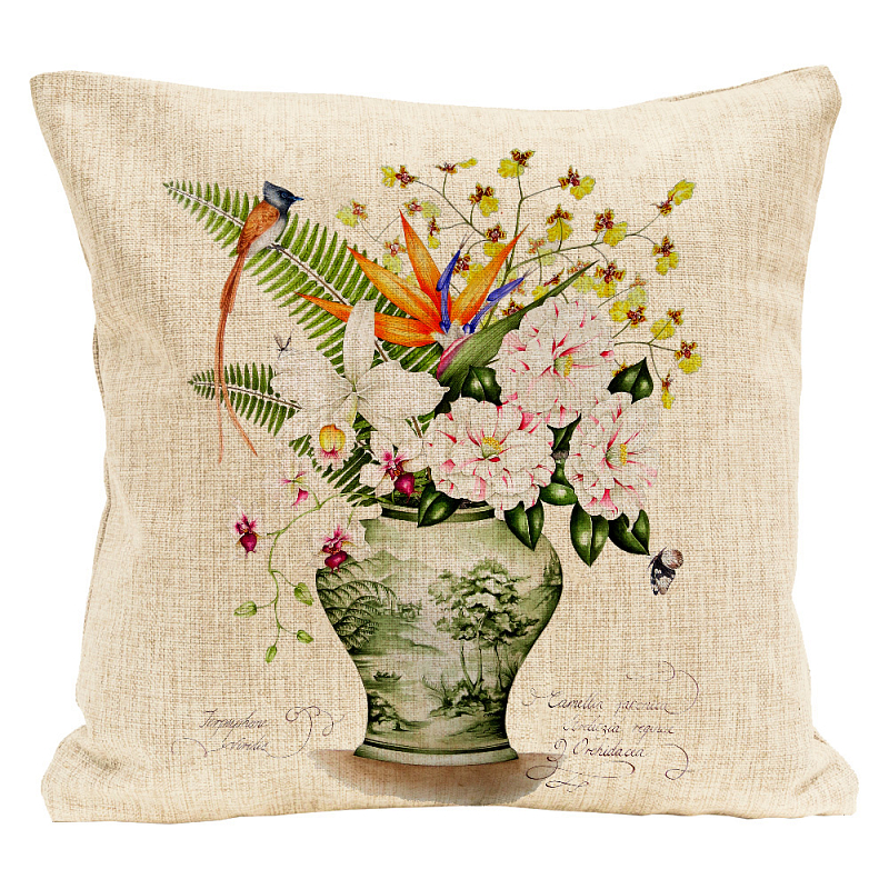 Декоративная подушка Bouquet with Strelitzia Pillow Мульти Бежевый Декоративная подушка Bouquet with Strelitzia Pillow Мульти Бежевый в Орле | Loft Concept