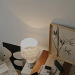 Настольная лампа с принтом на белом тканевом абажуре Roof Garden Lamp варинант исполнения - 7 | Loft Concept в Орле