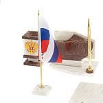 Настольный письменный набор из мрамора и лемезита с гербом и флагом России Marble Accessory варинант исполнения - 3 | Loft Concept в Орле