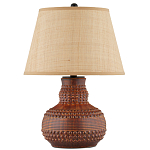 Настольная лампа темно-коричневая с тканевым абажуром в форме конуса Сhieftain варинант исполнения - 3 | Loft Concept в Орле