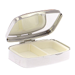 Таблетница карманная прямоугольная на 2 отделения с зеркалом и накладкой из натурального камня Лазурит Silver Stone Pillboxes варинант исполнения - 3 | Loft Concept в Орле