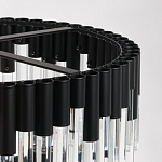 Люстра круглая из матового черного металла с подвесками из прозрачных стеклянных трубок Noir Tubes варинант исполнения - 9 | Loft Concept в Орле