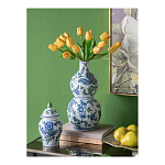 Ваза фигурная с сине-зелеными узорами распустившихся цветов Blossoming Spring варинант исполнения - 4 | Loft Concept в Орле