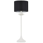 Настольная лампа с декором в виде белого цветка магнолии на каркасе и черным абажуром White Magnolia варинант исполнения - 3 | Loft Concept в Орле