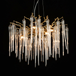 Люстра золотого цвета с декоративными ветками и длинными прозрачными стеклянными подвесами в форме сосулек Droplet Chandelier варинант исполнения - 3 | Loft Concept в Орле