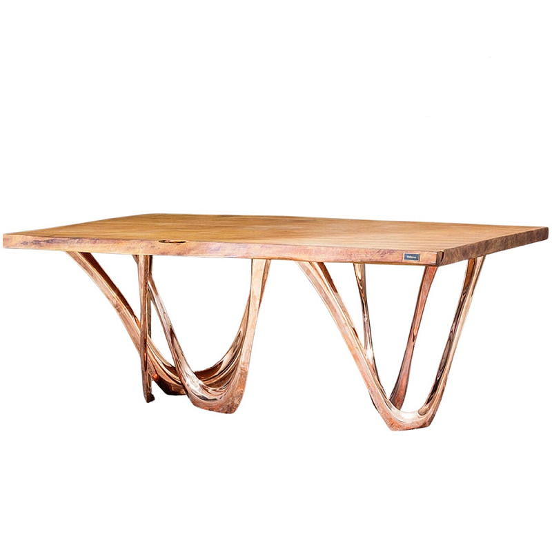Обеденный стол прямоугольный с фигурными ножками G-table Золотой Обеденный стол прямоугольный с фигурными ножками G-table Золотой в Орле | Loft Concept