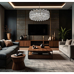 Круглая люстра с хрустальными подвесками на серебряном каркасе Gorgeous Crystal Light варинант исполнения - 12 | Loft Concept в Орле