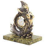 Часы настольные бронзовые в виде русалочки из натурального камня Змеевик Mermaid Stone Clock варинант исполнения - 2 | Loft Concept в Орле