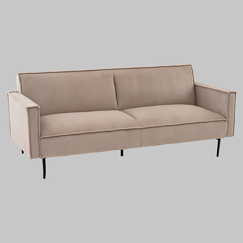 Диван современный вельветовый прямой Worcester Бежевый  Капучино  Черный в Орле | Loft Concept 