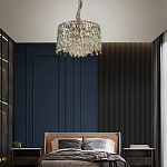 Люстра круглая с хрустальными подвесками на золотистом каркасе Roul Crystal Light варинант исполнения - 13 | Loft Concept в Орле