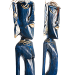 Комплект из 2-х деревянных статуэток Asmat Tall Statuettes Blue Green варинант исполнения - 3 | Loft Concept в Орле