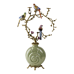 Подсвечник с декором из птиц на ветвях из фарфора с бронзовыми элементами Birds of Paradise варинант исполнения - 3 | Loft Concept в Орле