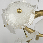 Люстра подвесная круглая с ветвистыми бронзовыми элементами и стеклянными рифлеными дисками Textured Glass Chandelier варинант исполнения - 4 | Loft Concept в Орле