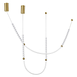 Подвесной светильник с 3-мя изогнутыми плафонами и белыми декоративными шариками PEARLS Suspension варинант исполнения - 2 | Loft Concept в Орле