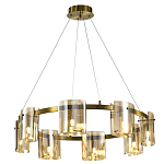 Люстра светодиодная с 8-ю цилиндрическими плафонами янтарного цвета из стекла и стали Andrea Сhandelier Amber варинант исполнения - 1 | Loft Concept в Орле