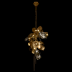 Люстра подвесная вытянутой формы с плафонами из стекла и металла с тремя вертикальными подвесками Gilded Mirage  варинант исполнения - 7 | Loft Concept в Орле