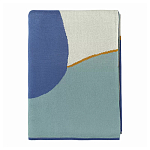 Плед из хлопка синего цвета с абстрактным принтом Elysian Flow Ocean варинант исполнения - 2 | Loft Concept в Орле