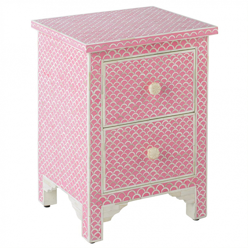 Тумбочка Pink Indian Bone Inlay nightstand Розовый в Орле | Loft Concept 