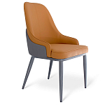 Стул оранжевый с высокой спинкой из искуственной кожи на серых металлических ножках Enigma Orange варинант исполнения - 1 | Loft Concept в Орле