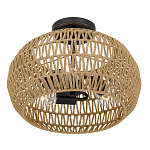 Потолочный светильник с плафоном из плетеного джута и черным каркасом Quoizel варинант исполнения - 3 | Loft Concept в Орле