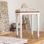 Банкетка одноместная из массива бука бежевая с растительным орнаментом Raffael Beige Floral Banquette варинант исполнения - 6 | Loft Concept в Орле