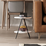 Стол приставной с 2-мя круглыми белыми столешницами ESSEL SIDE TABLE WHITE варинант исполнения - 10 | Loft Concept в Орле