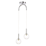 Подвесной светильник с 2-мя рельефными прозрачными плафонами из стекла и основанием цвета Хром Perforated Glass Bubbles варинант исполнения - 2 | Loft Concept в Орле