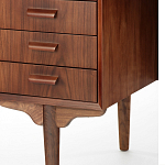 Дизайнерский письменный стол округлой формы с 4-мя ящиками и дверкой с полочками Rili варинант исполнения - 5 | Loft Concept в Орле