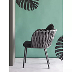 Стул мягкий с декором в виде плетеных лент на спинке и подлокотниках Semicircular Chair Decorated with Ribbons варинант исполнения - 2 | Loft Concept в Орле