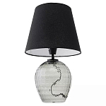 Настольная лампа с черным тканевым абажуром и фактурным прозрачным основанием Black Cone варинант исполнения - 2 | Loft Concept в Орле